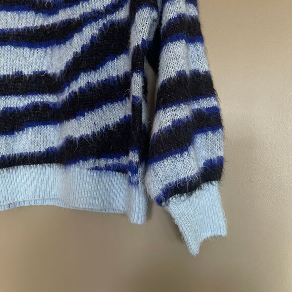 Anthropologie Salma Striped‎ Eyelash Sweater Blue Black Sz XS Casual Comfortable - Picture 10 of 13